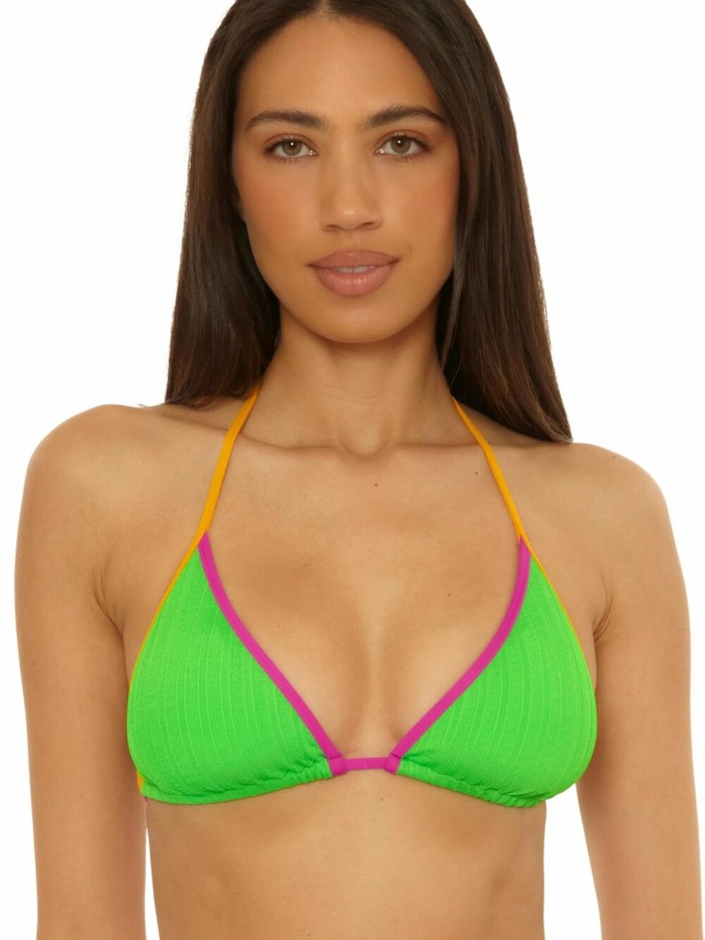 BECCA CRINKLE CRUSH COLOR BLOCK TRIANGLE TOP IN SIZES MEDIUM AND D-CUP